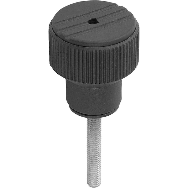 Torque Knurled Knob Size:3 D=M08X40, Thermoplastic Black Ral7021, Comp:Steel, Cap:Black Ral7021